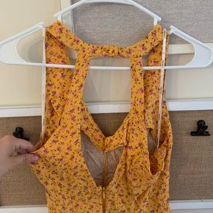 Forever 21- Yellow floral dress with low back. Size Small.